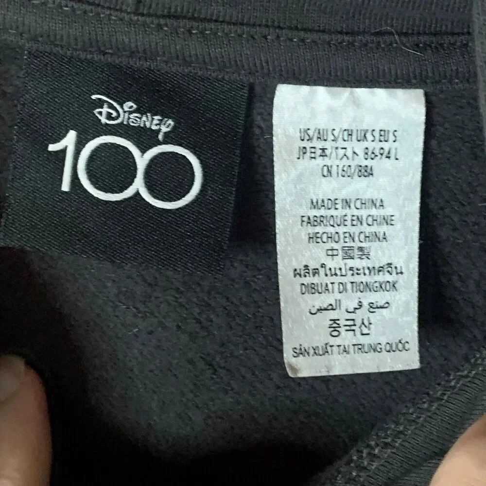 DISNEY 100 Tinkerbell Hoodie Womens Size Small Animation Studios Dark Grey Parks - Picture 2 of 6